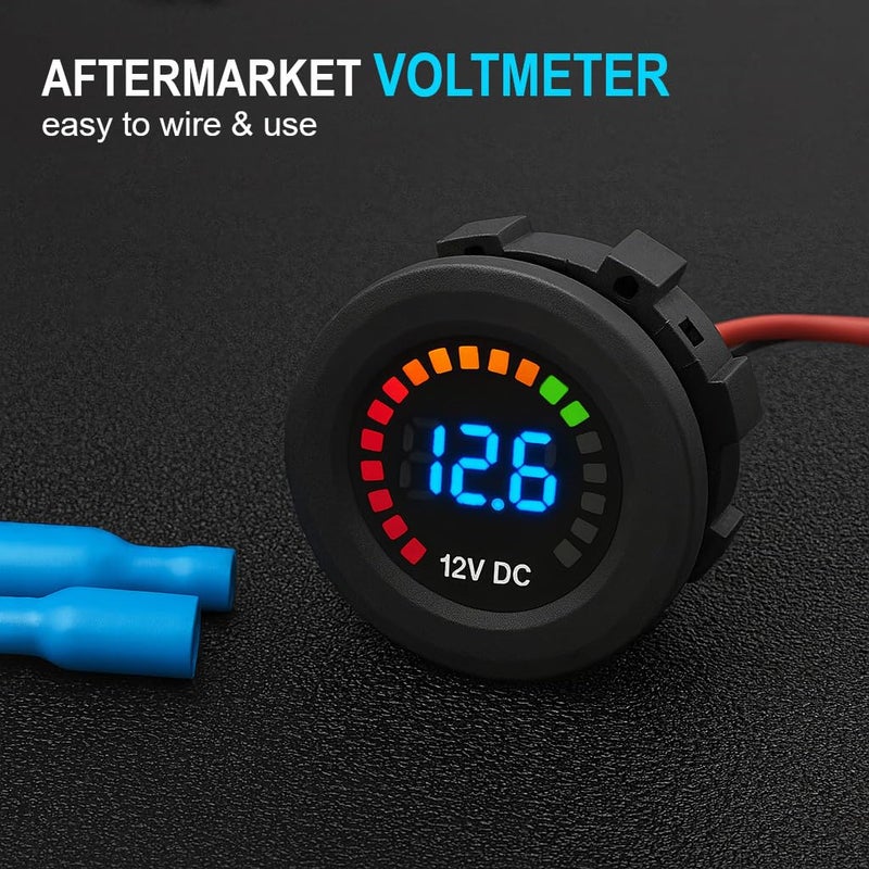 MGI SpeedWare 12vDC Voltmeter Gauge with Blue LED Digital Display (Short Body) - Image 2